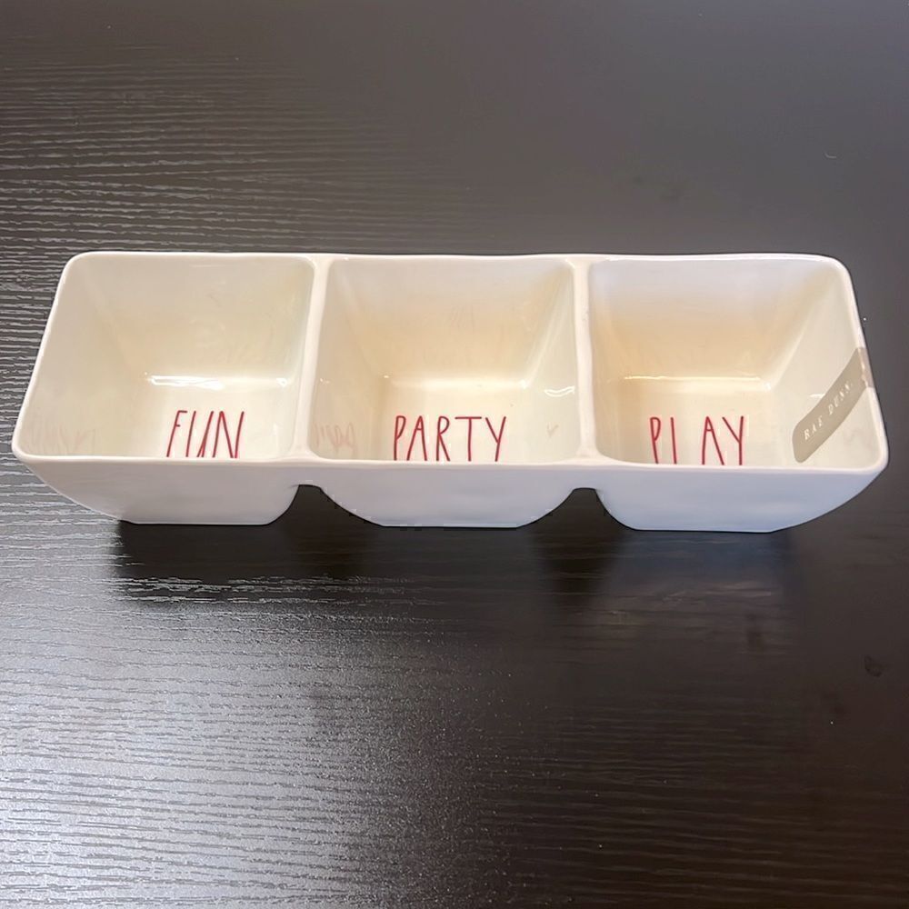 Rae Dunn Three Compartment Dip/Condiment Tray - Picture 2 of 5